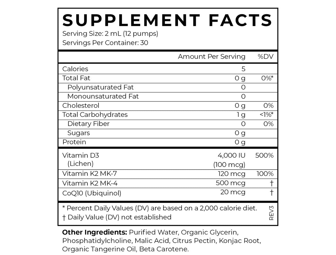 Liposomal Vitamin D3 + K2 + CoQ10